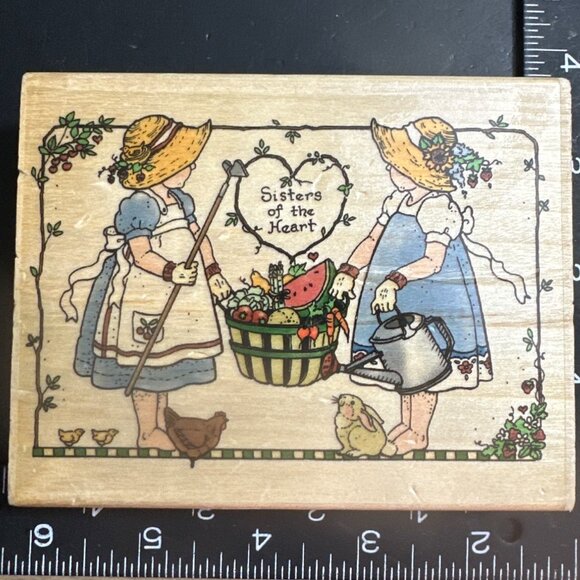 Sisters Of The Heart Rubber Stamp By Sandi Gore Evans 1997 Uptown Rubber Stamps - Picture 1 of 4